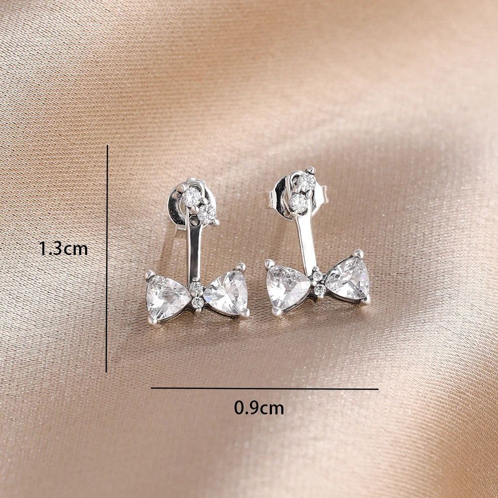 Original 925 Sterling Silver Colorful Bow Set Necklace Ring Earring Crystal For Women Valentine's Birthday Gift DIY Jewellery