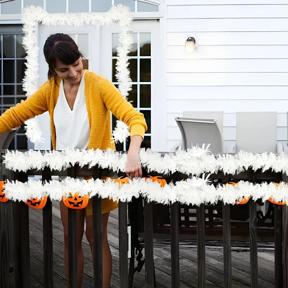 30/2M Black White Ribbon Garland DIY Xmas Tree Hanging Ornament Christmas Halloween Wedding Birthday Party Decoration Supplies