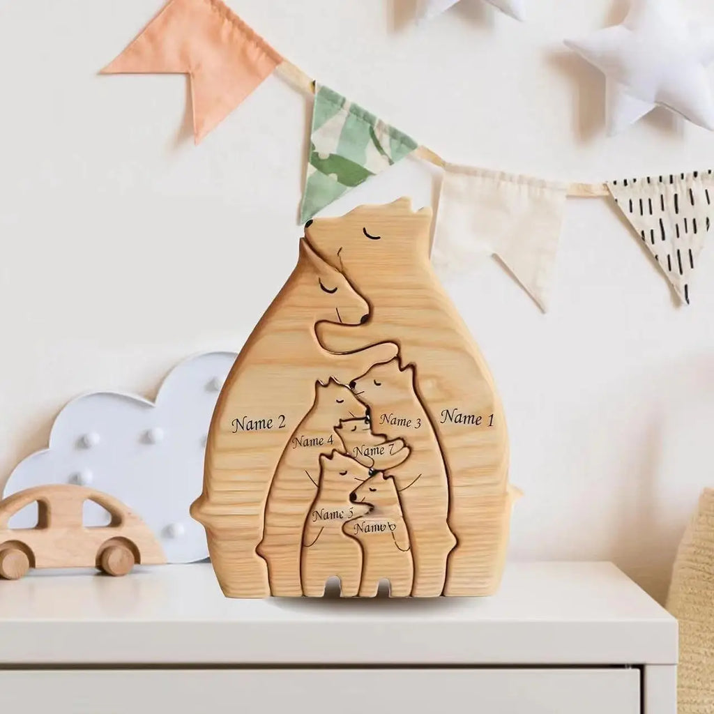 Custom Name Wooden Bear Home Art Puzzle Personalized Birthday Gift Art Puzzle Home Decor Christmas Thanksgiving Mom Home Gifts