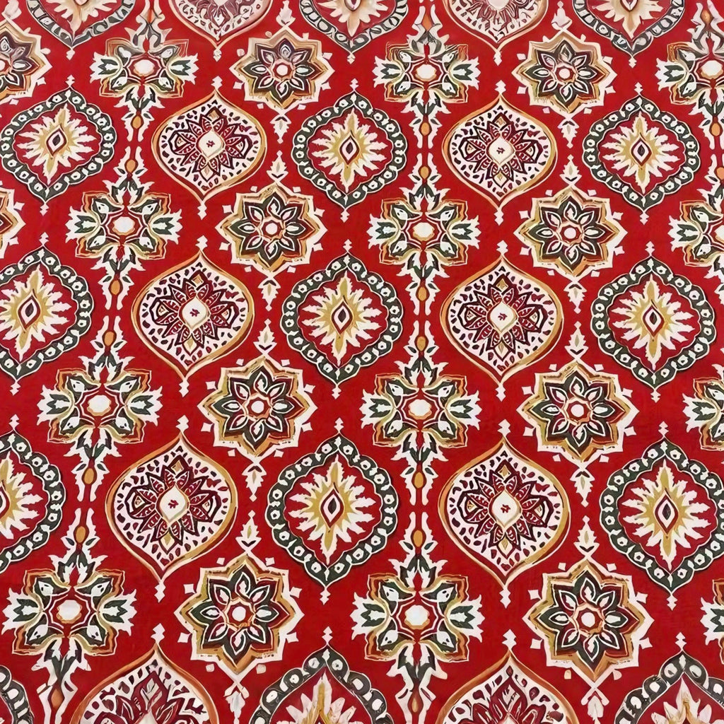Ethnic inspired Patterned 100% Cotton Fabrics Perfect for DIY Fashion Garment Design Stylish Home Decor Intricate Handicraft