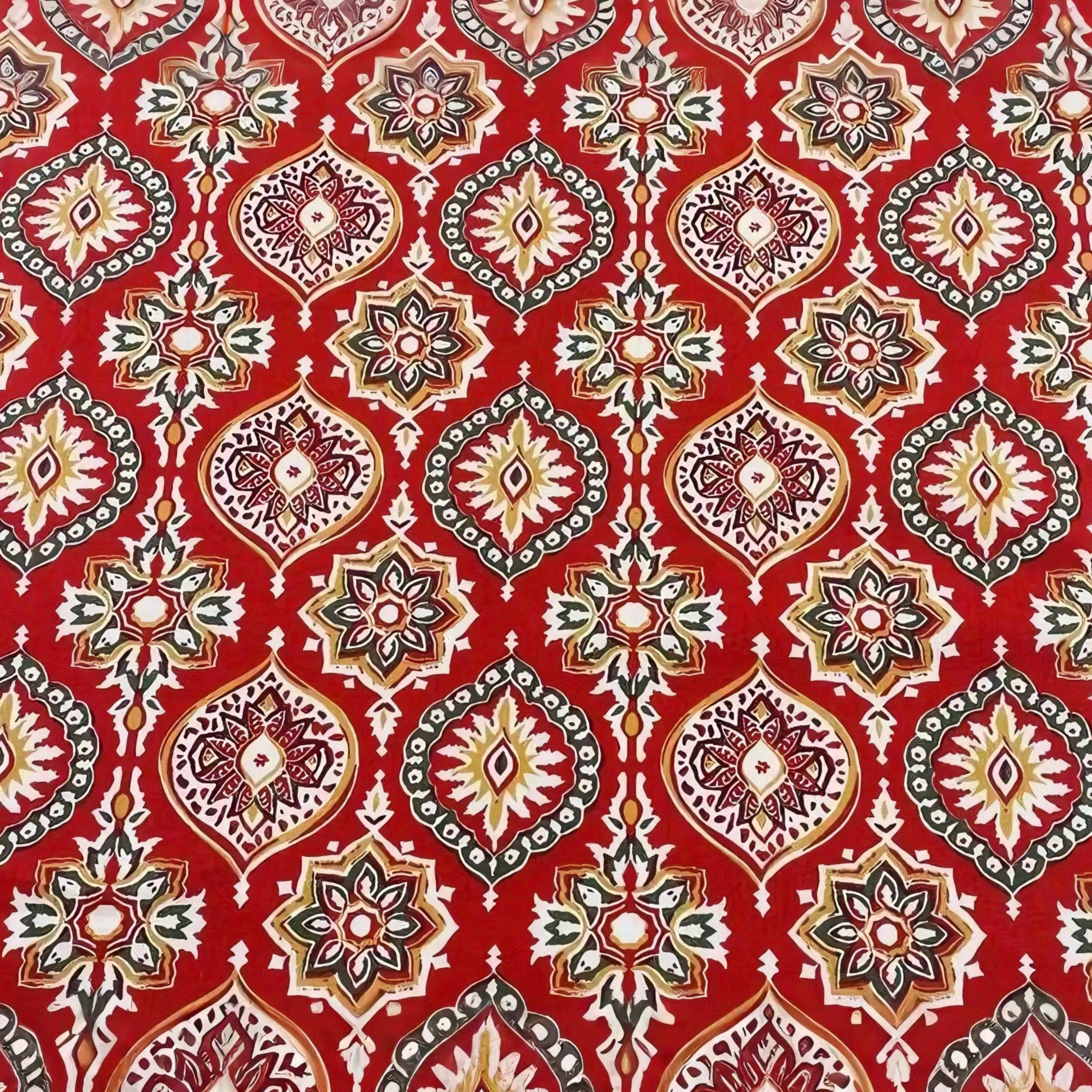 Ethnic inspired Patterned 100% Cotton Fabrics Perfect for DIY Fashion Garment Design Stylish Home Decor Intricate Handicraft