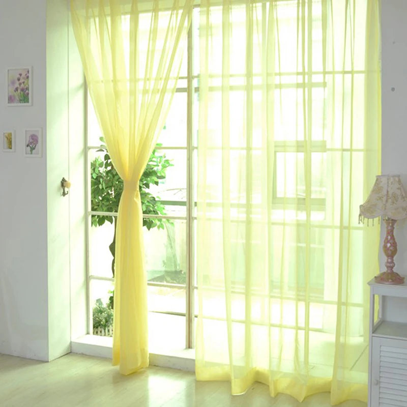 1PC Transparent Window Gauze Mesh Solid Color Curtain Household Products Europe Style Easy To Install Curtain Room Tulle Curtain
