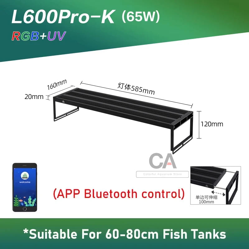 Week Aqua L Series RGB LED Aquarium Lighting with Cycle Timer, Stepless Dimmer Lamp for Freshwater Tank
