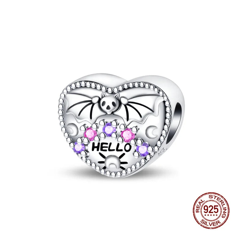 Original Charms 925 Silver Halloween Series & Flying Witch Pendant Charms Fits 3mm Original Bracelet For Women DIY Jewelry Gifts