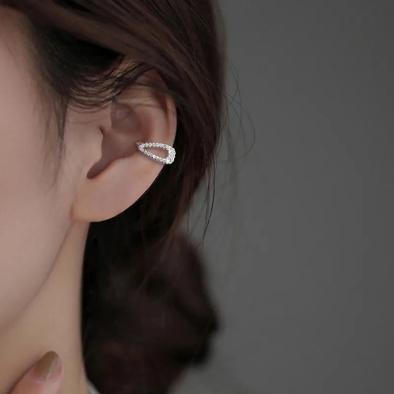 Korean Exquisite Zircon Star Ear Clip for Women Without Piercing Long Tassel Sweet Ear Cuff Clip Earrings Wedding Jewelry Gift