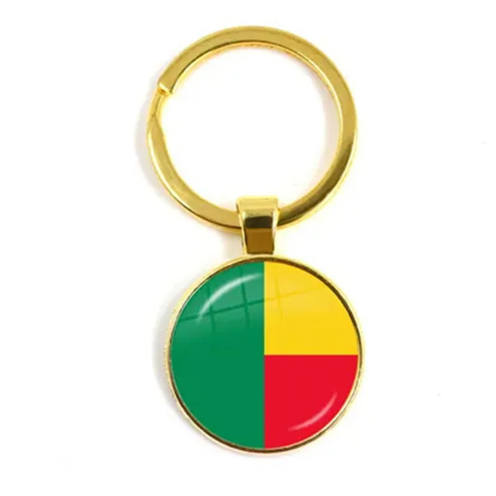 Western Sahara,Guinea,Saint Helena,Niger,Guinea-Bissau,Benin National Flag Keychain 25mm Glass Cabochon Key Rings For Gift