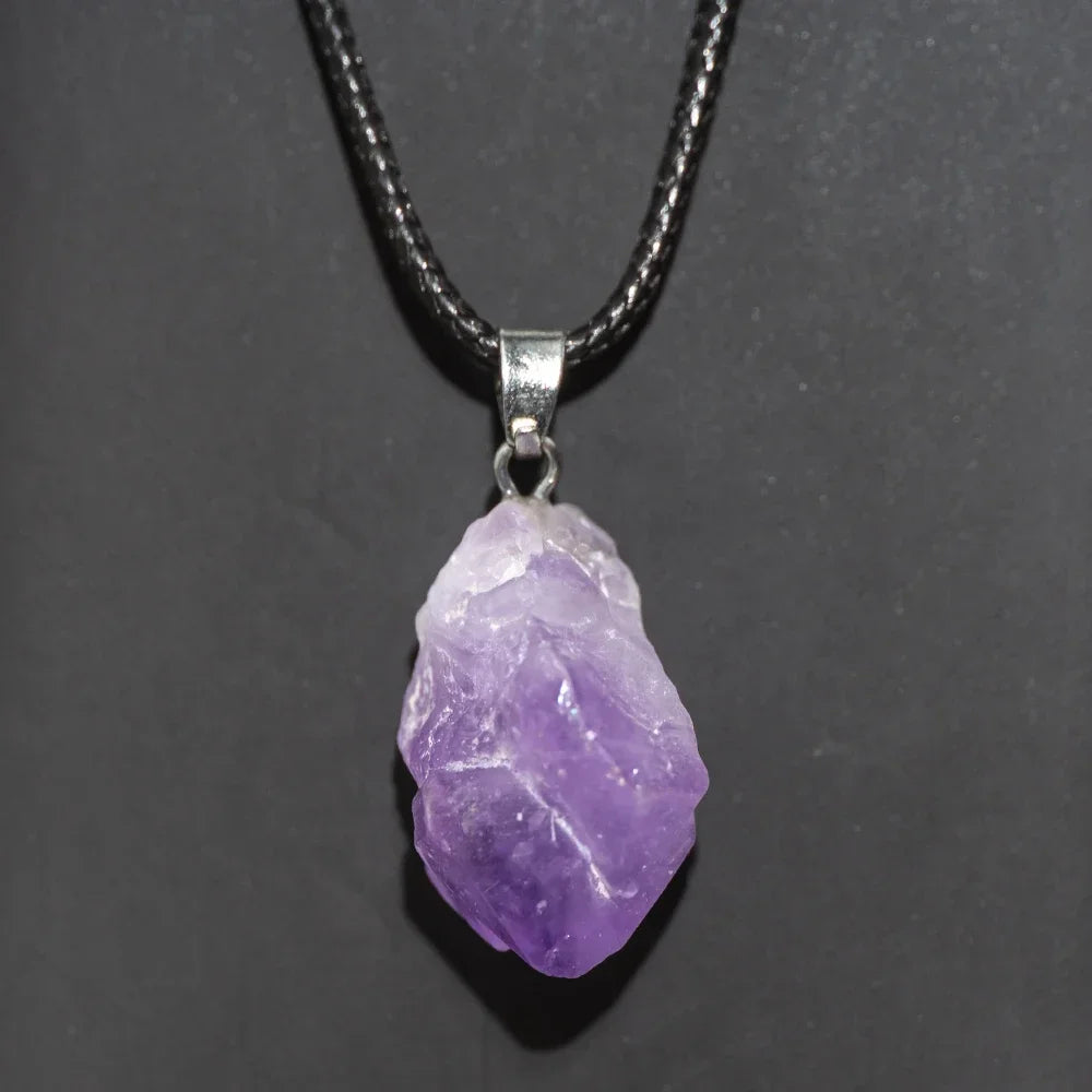Natural Amethyst Irregular Rough Stone Pendant Clavicle Transparent Quartz Lady Fashion Jewelry Healing Lucky Necklace Gift