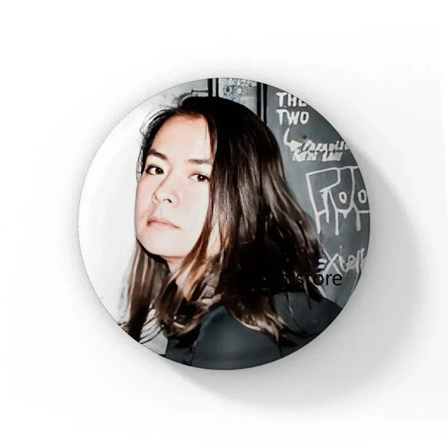 58mm Singer Mitski Enamel Pins Black and White Handmade Brooch Cartoon Cosplay Badge on Backpack Jewelry Accessories Gifts