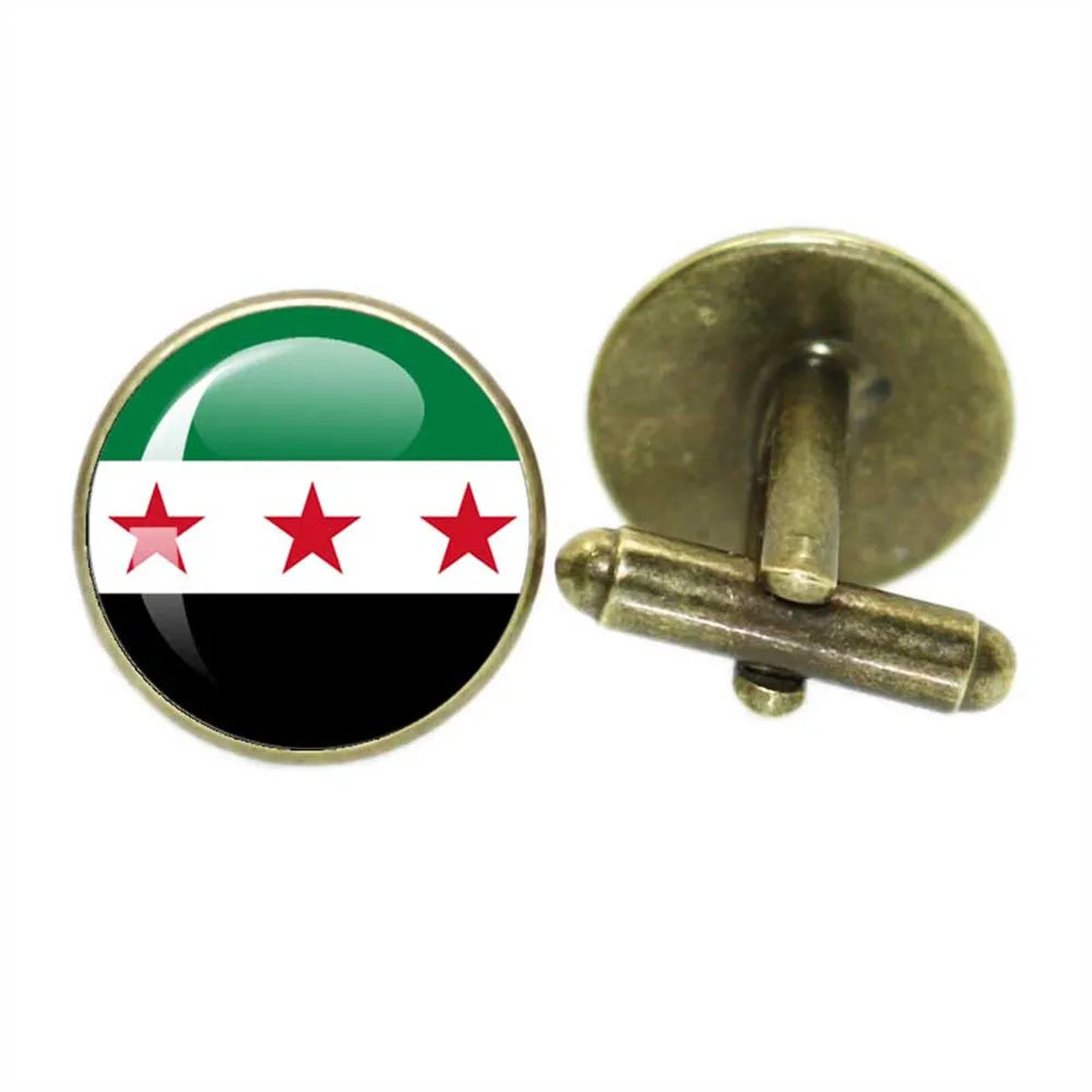 SKY FLAG Syria Flag National Keychain Glass Cabochon Heart-Shape Pendant Keychain For Women Men Charm Fashion Jewelry Gift