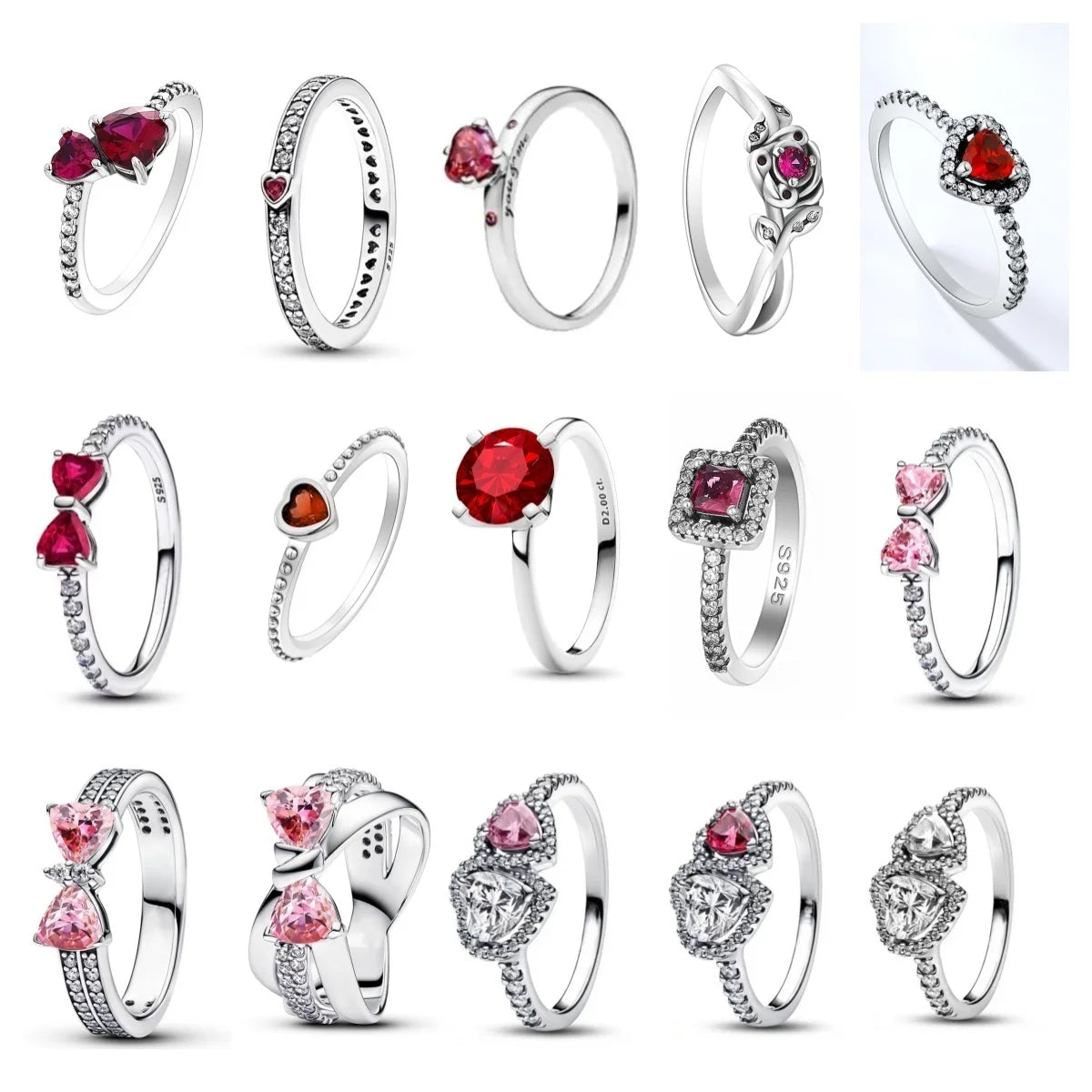 New pink heart-shaped 925 sterling silver love ring CZ zircon inlaid original ring Valentine's Day women's jewelry wedding gift