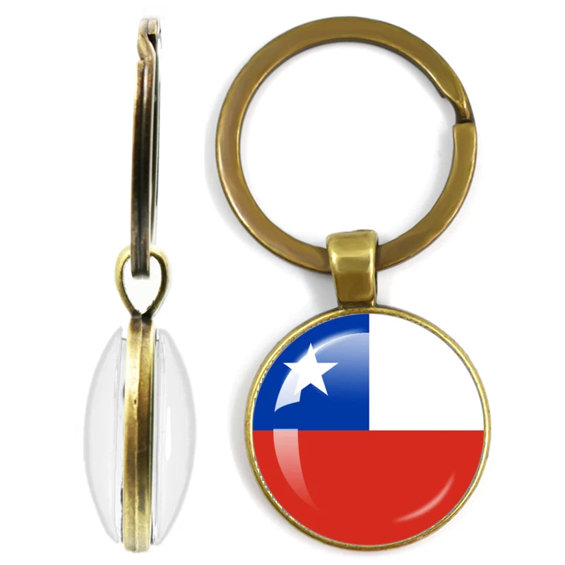 National Flag Glass Double-Sided Keychain Ethiopia Islas Canarias Kenya Sudan Madeira Melilla South Sudan Ceuta Seychelles