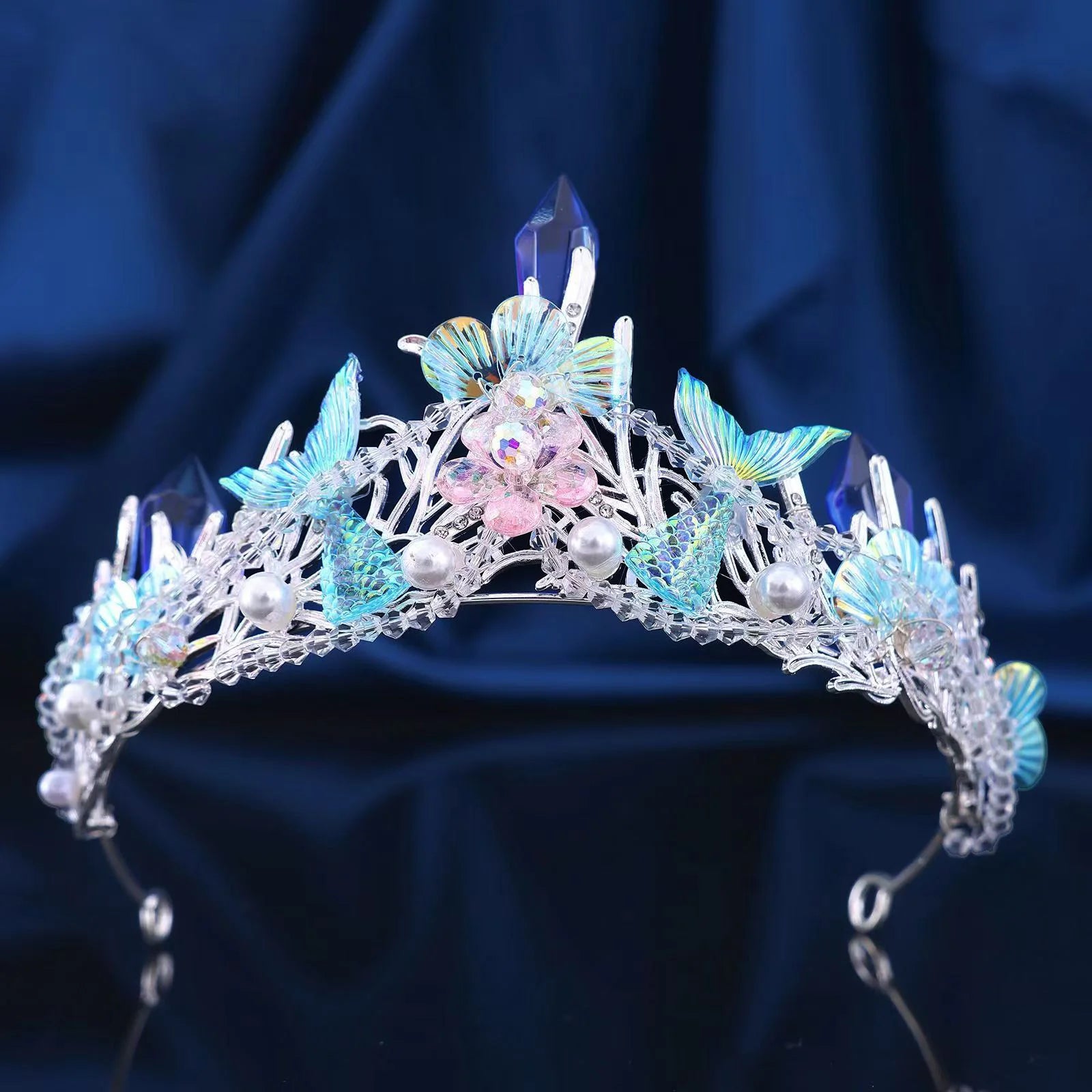 Ocean Style Mermaid Crown Halloween Costume with Seashell & Starfish Hair Accessories Women Girls Birthday Party Tiaras