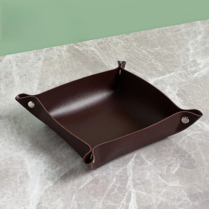 1pc Storage Box Desktop Key Wallet  Tray Valet Trinket Plate Folding Home Decoration Organizer Case
