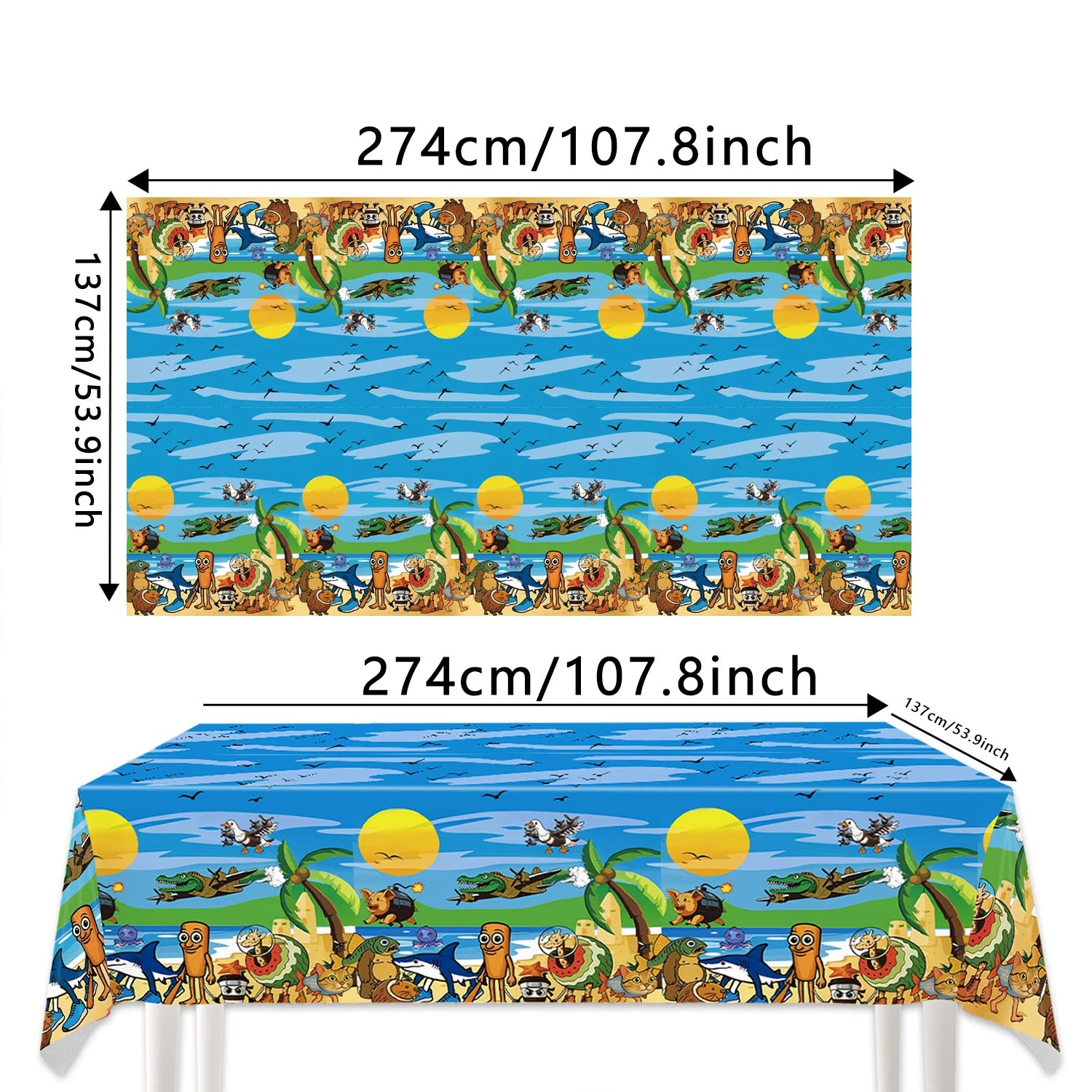 New Italian Brainrot Tablecloth Decorations Tung Tung Sahur Tralalo Theme Table Cover Tableware Set for Kids Birthday Party Gift