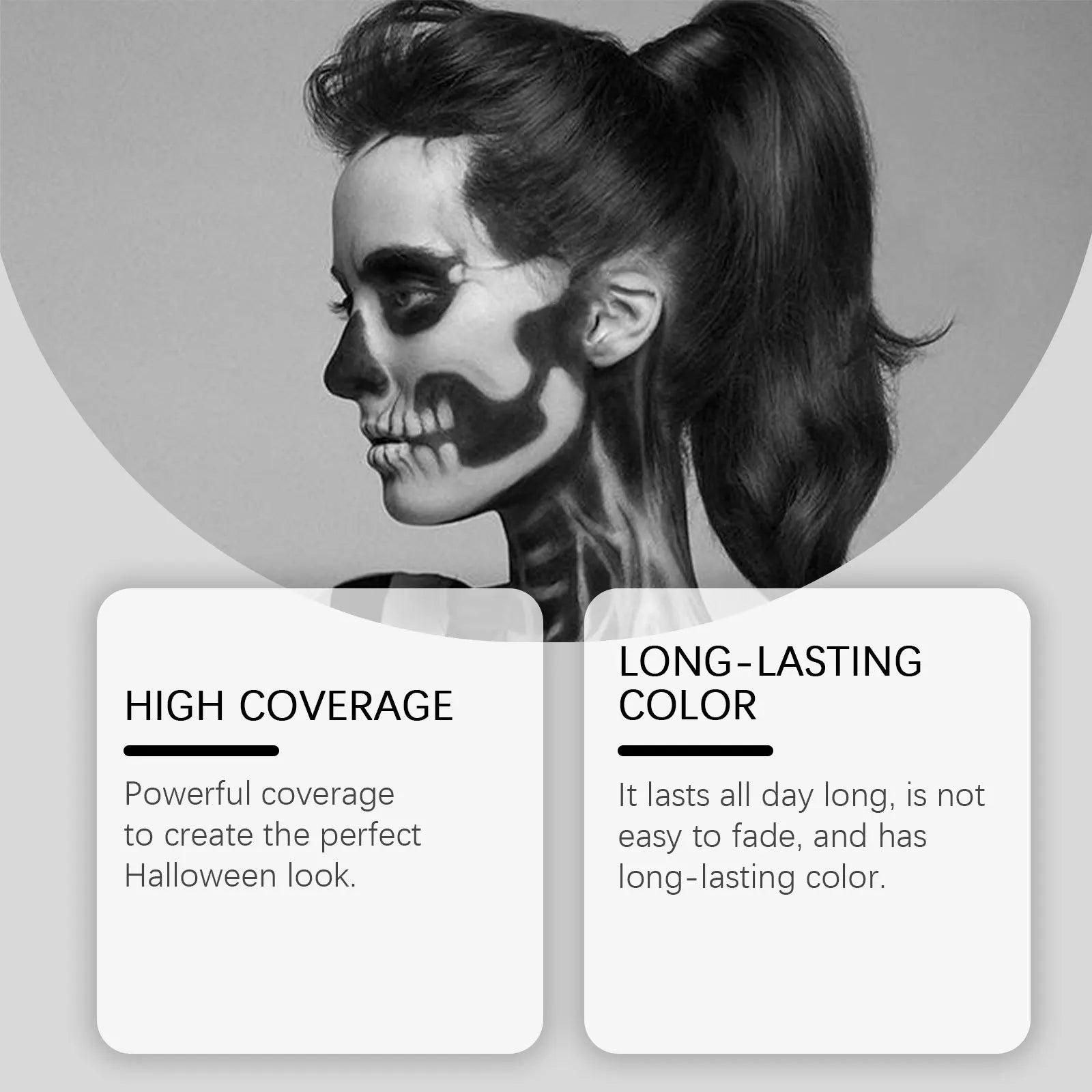 Black White Face Body Paint Kit Cover Foundation Clown Colorful Long Lasting Waterproof Halloween Festive Makeup Accessories Set