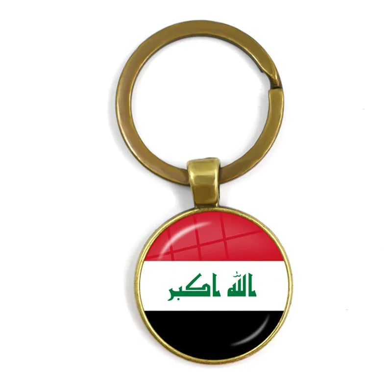 Iraq, Yemen, Nepal, Bangladesh, Maldives, Lebanon Flag Keychain 25mm Glass Keychain As a Gift To Friends  Gift