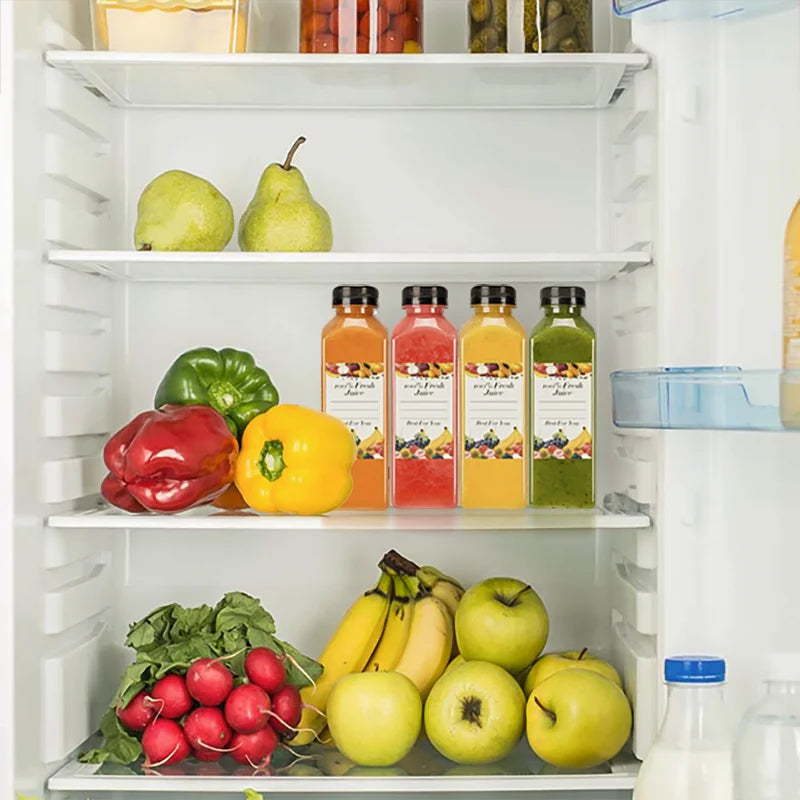 12/16oz Plastic Juice Bottles with Caps 6-50PCS Reusable Juicing Containers With Lids for Smoothie,Dringking or Other Beverages