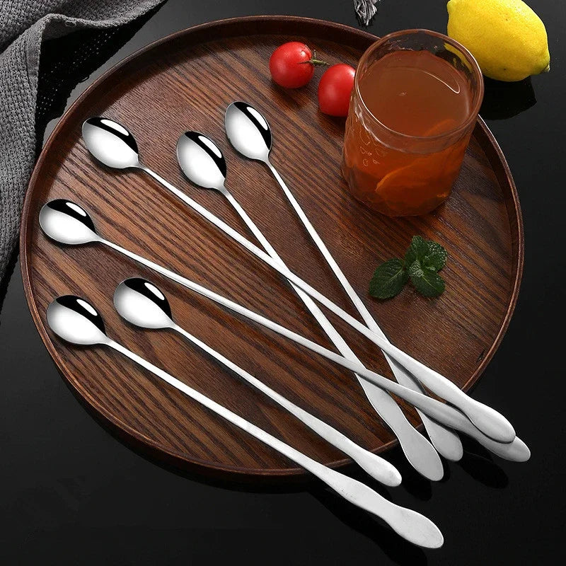 20cm/23cm/32cm Long Handled Stainless Steel Gourd Mixing Spoon Bar Cocktail and Tea Spoon Coffee Ice Cream Dessert Mixing Spoon