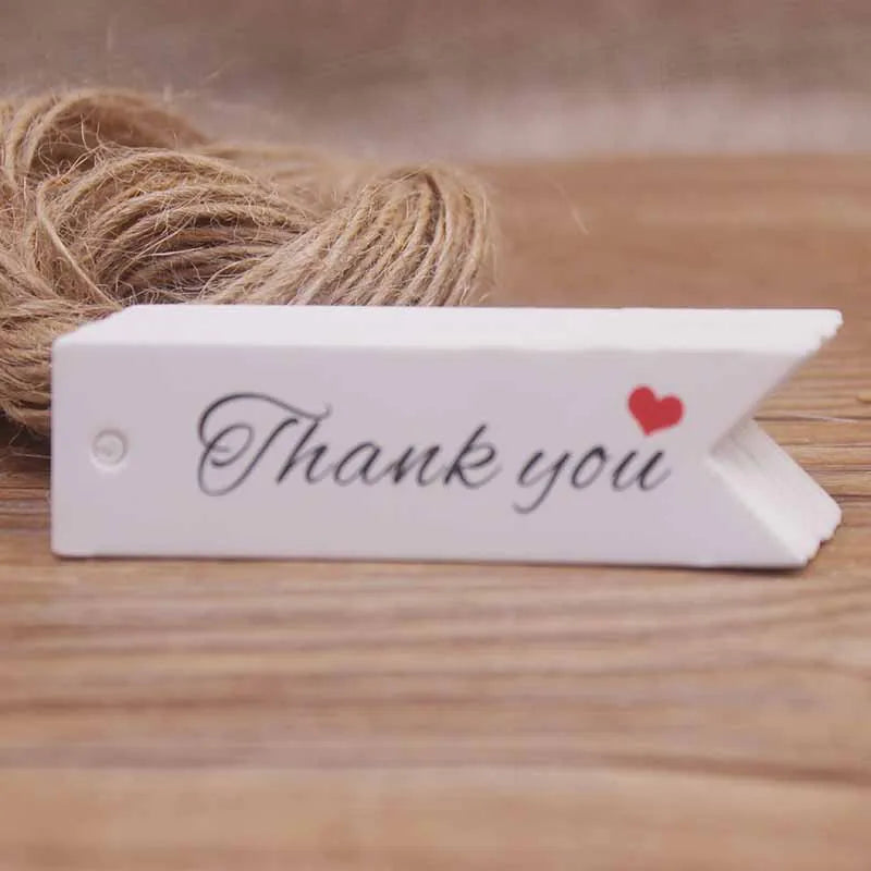 100pcs Kraft Gift Tags with 20m Rope Thank You Paper tags for  Gift New Year Halloween Christmas Label Party Decoration