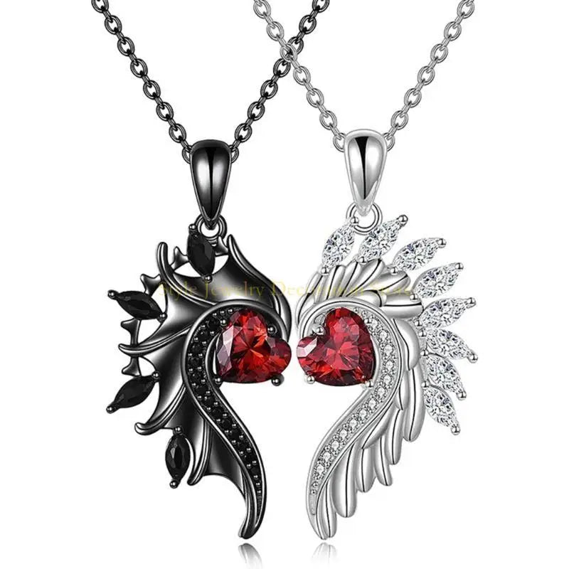 D46E Pendant Necklaces Angel Devil Wing Pendant Necklace Jewelry Alloy Material