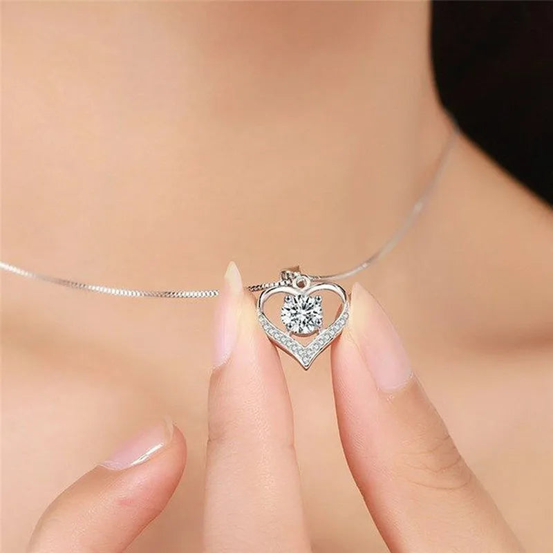 925 Sterling Silver Zircon Heart Pendants Necklaces For Women Luxury Designer Jewelry Gift