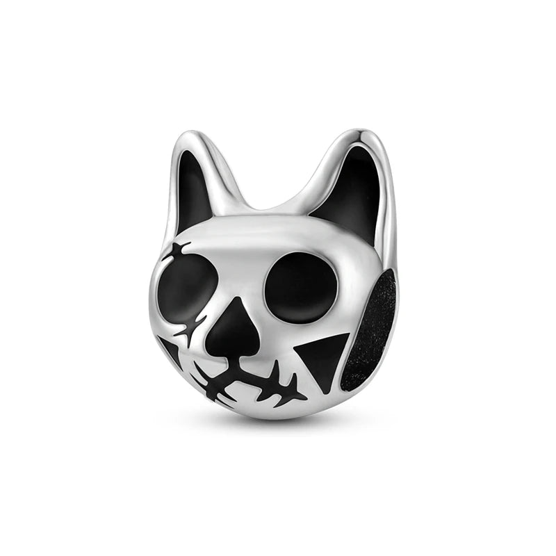 Original 925 Sterling Silver Halloween Charms Beads Pendant Pumpkin Witch Doll Skull Candy Charm Fit Bracelet DIY Jewelry Gift