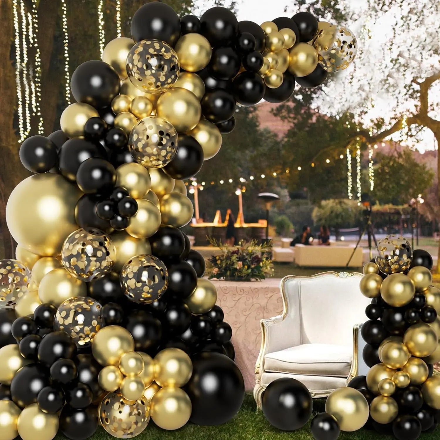 122Pcs black and gold latex balloon set suitable for birthday parties, weddings, Valentine's Day party decorations