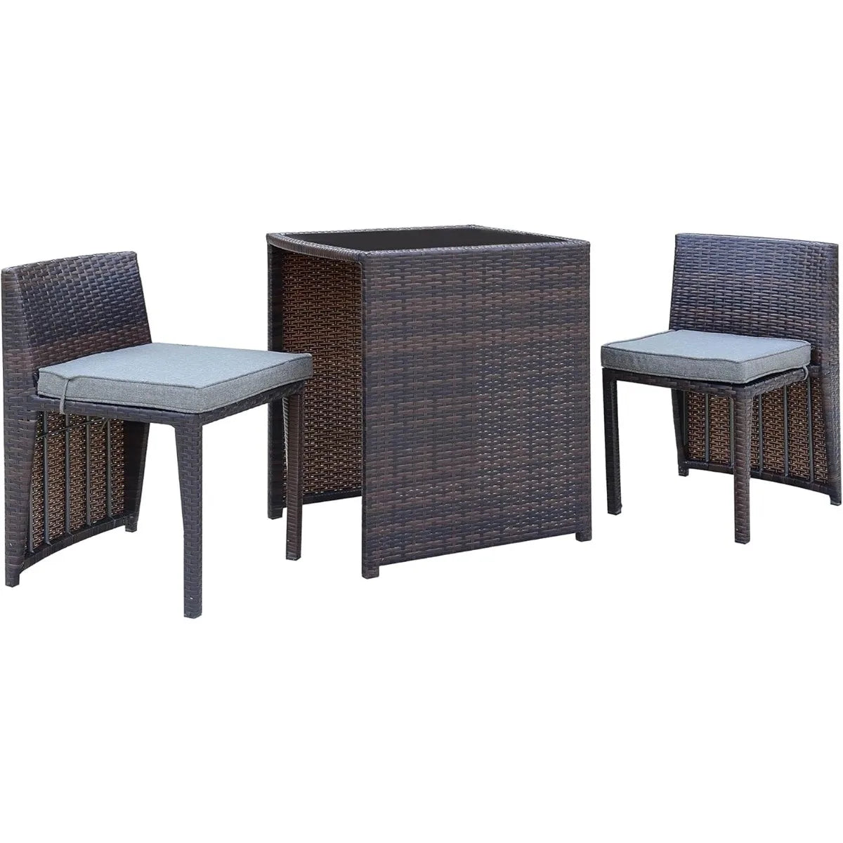 Outdoor PE Wicker Patio Conversation Set | No Assembly Required with Steel Grey Cushions for Garden & Balcony