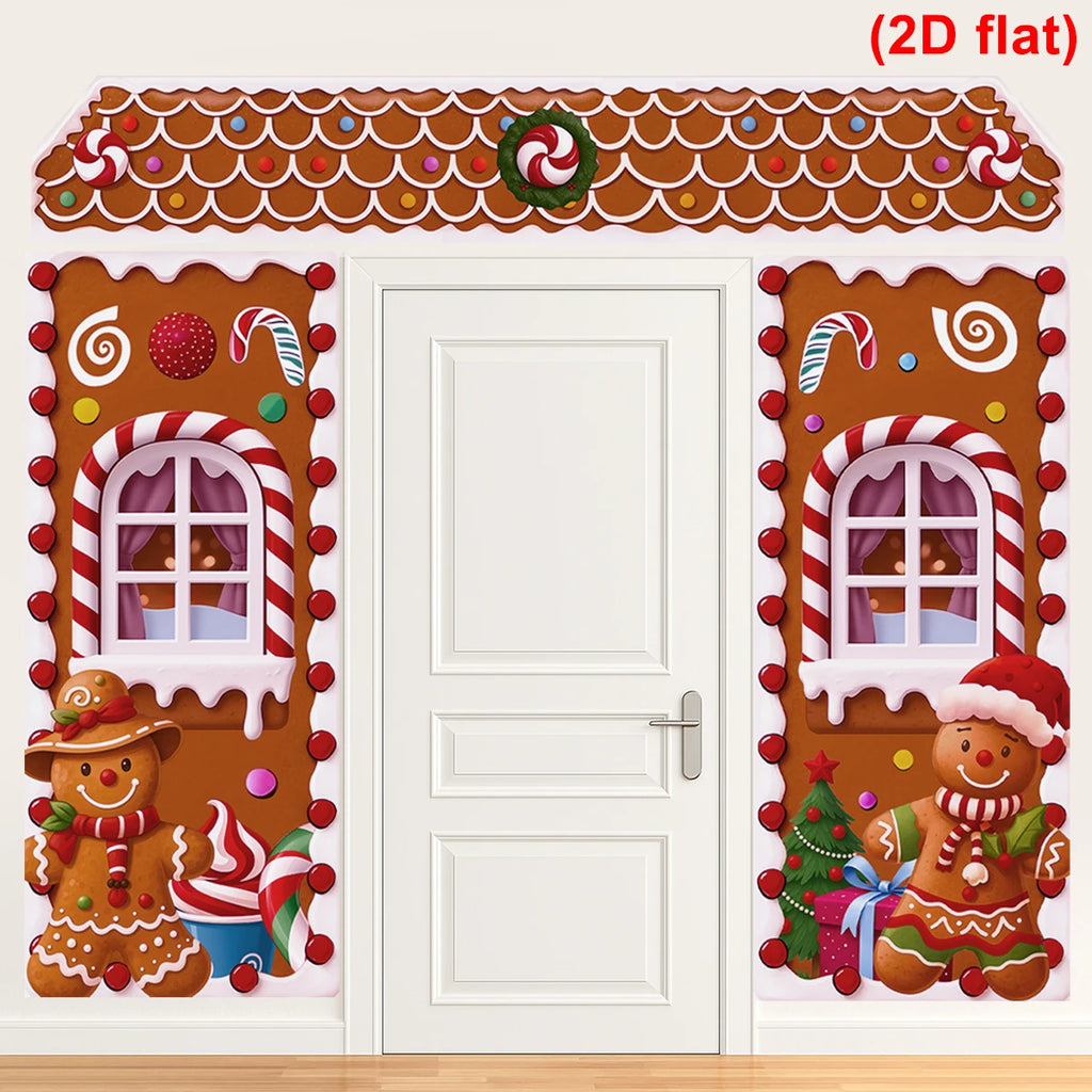 Christmas Gingerbread Man Banner Couplet Christmas Decor for Home 2025 Door Cover Xmas Ornament Navidad Natal New Year Gift 2026