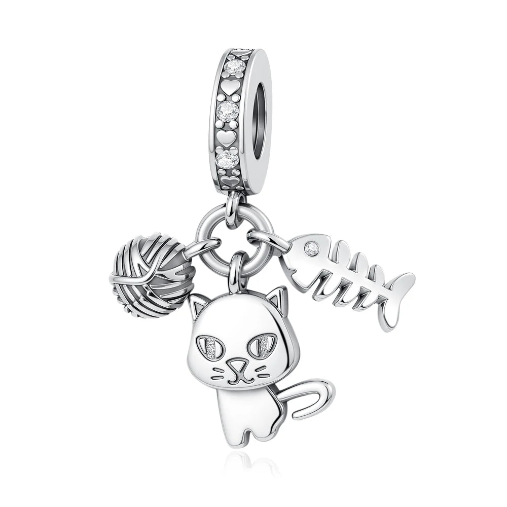 Animals Series Charms 925 Silver fortune Cat Pets Fit 925 Original Bracelet Necklace DIY Pendants Fashion Jewelry For Woman