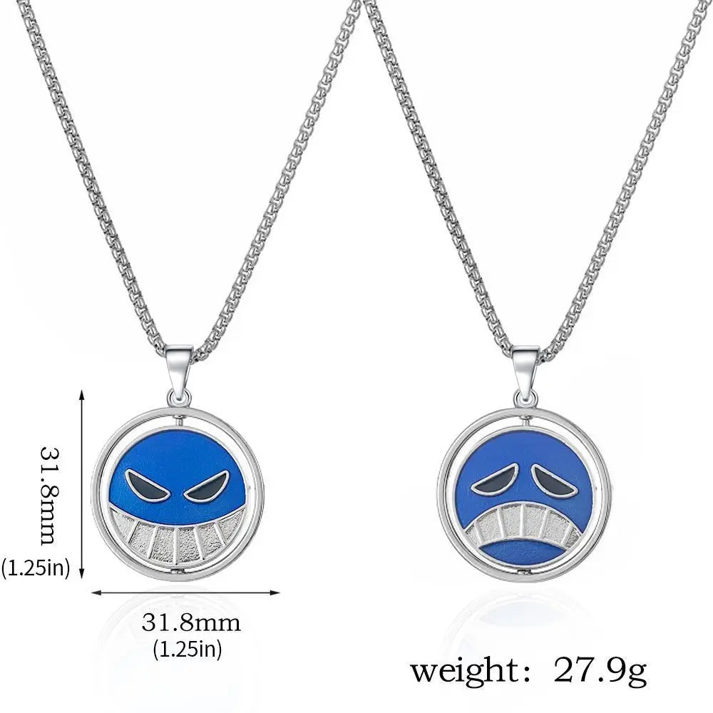 Anime Ace Necklace For Women Men Metal Rotating Pendant Necklaces Jewelry Chains Choker Keychain Cartoon Cosplay Props Periphery