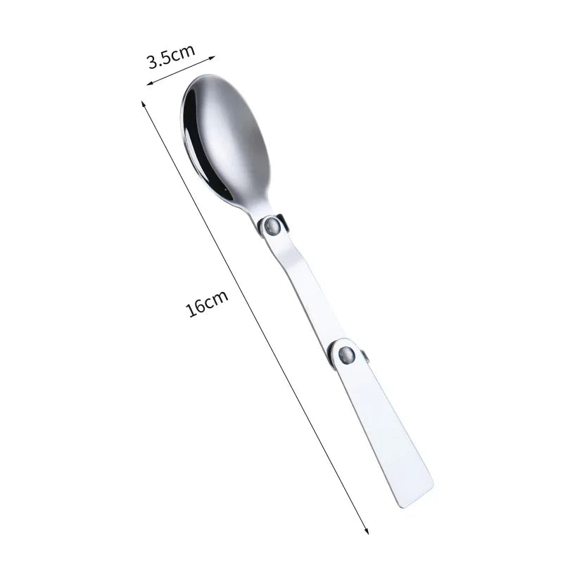 5PCS 304 Stainless Steel Folding Spoon Creative Gift Tableware Outdoor Portable Three Fold Spoon Fork Travel Folding Spoon
