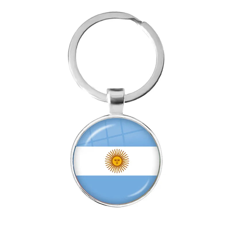 National Flag Round Keychain Korea, Serbia, Russia, Slovenia, Argentina, the United States, Turkey, Spain, Dominica Keyring Gift