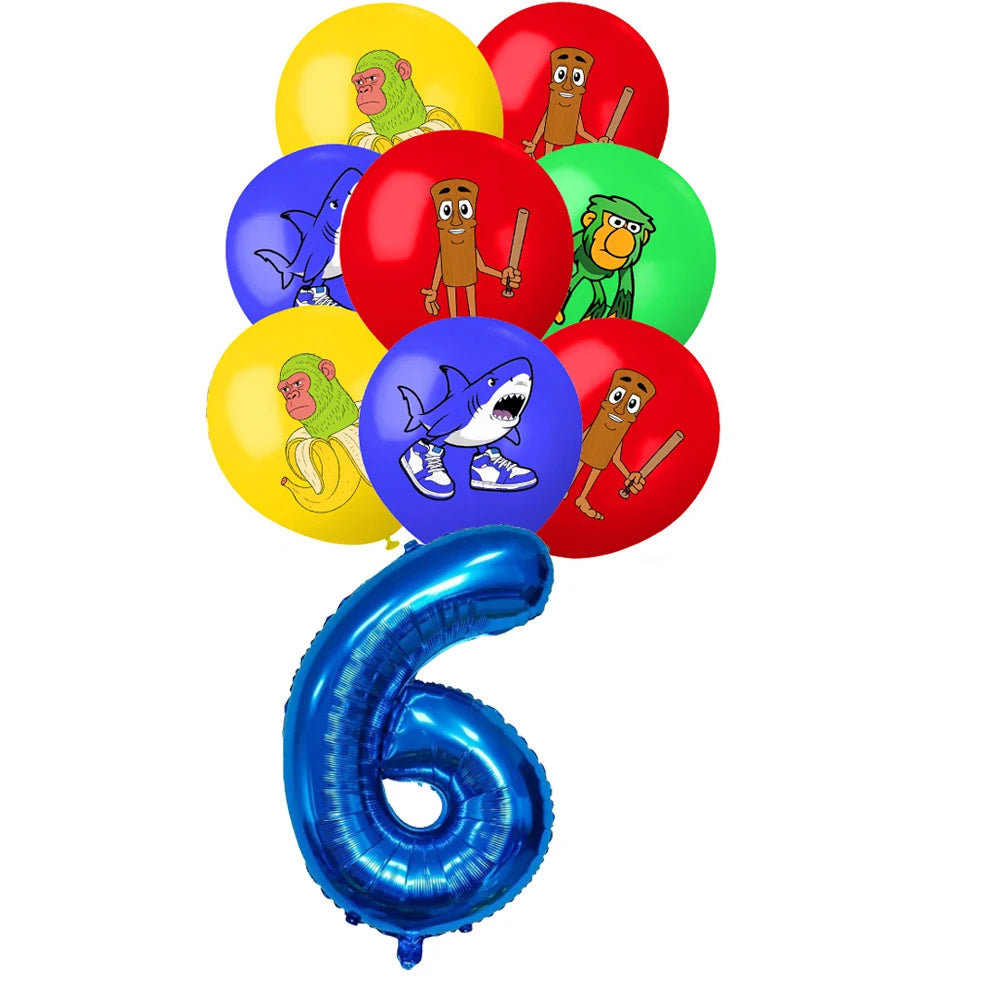 New Italian Brainrot Tablecloth Decorations Tung Tung Sahur Tralalo Theme Table Cover Tableware Set for Kids Birthday Party Gift