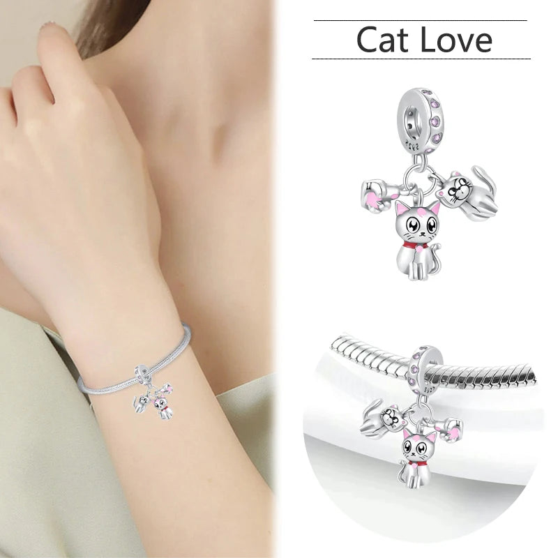 New 925 Sterling Silver Pet Series Dog Paw Print Dog House Charm Of Chain Beaded Fit Original Pendant Bracelet Ladies Jewelry