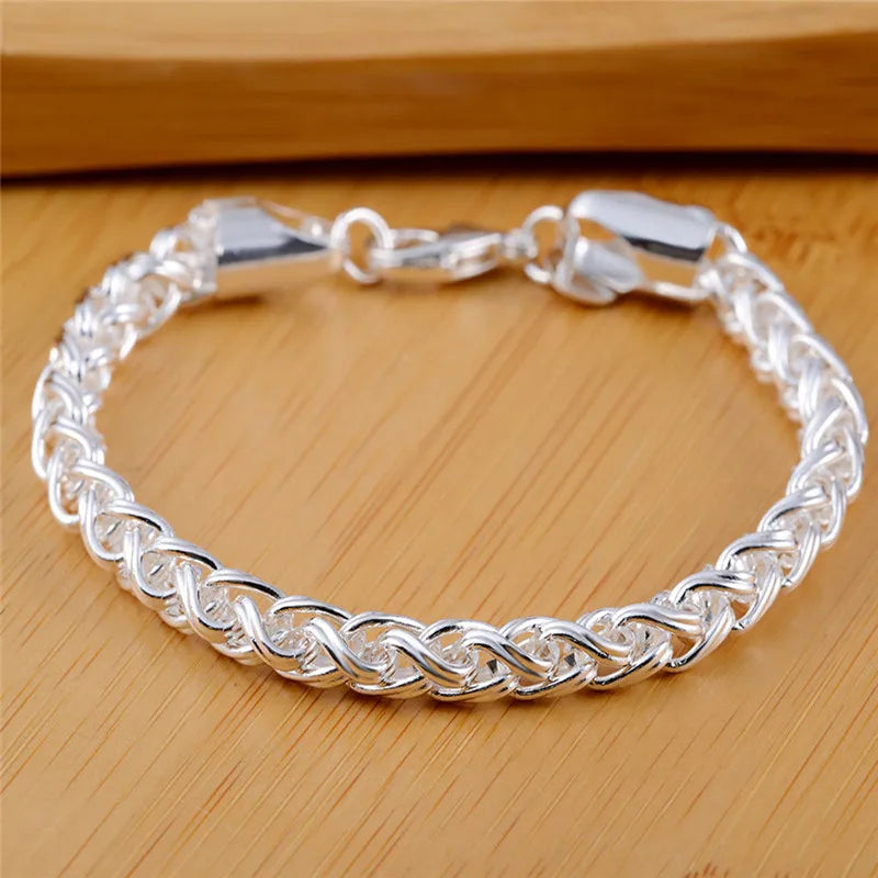 Wholesale 925 Sterling Silver Bracelets Jewelry Chain Women Lady Men 6mm 4MM High Quality Valentine Gift Beautiful Factory Price