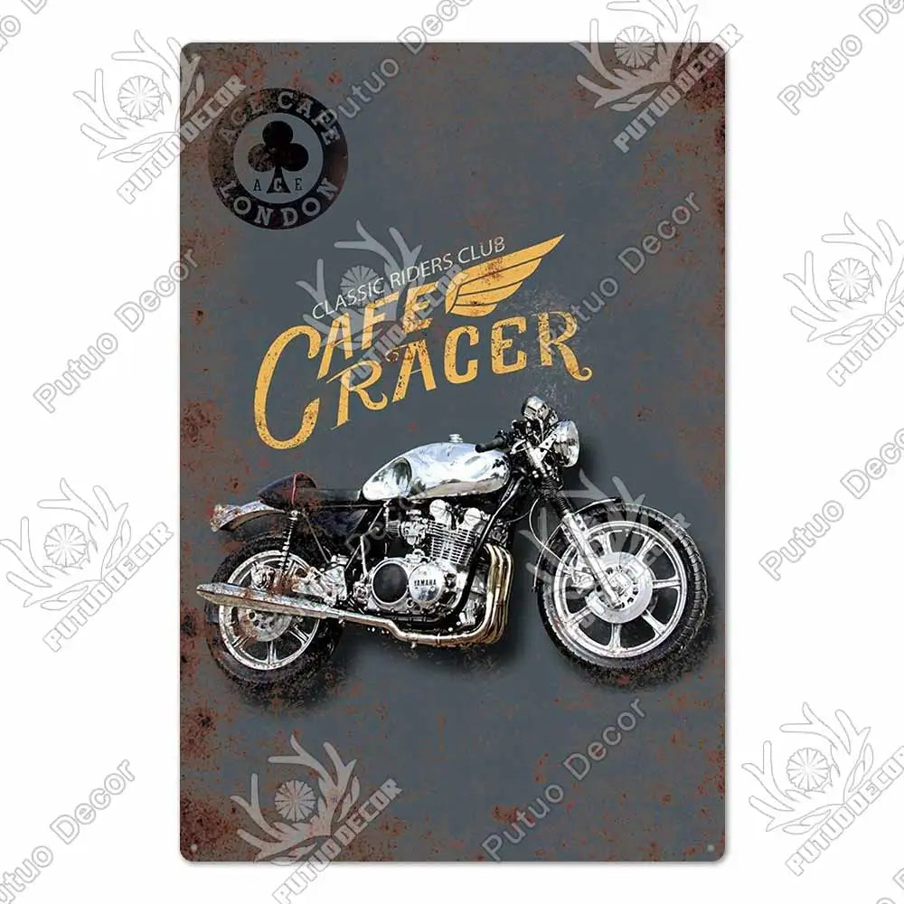Putuo Decor Cafe Racer Vintage Tin Sign Plaque Metal Wall Art Stickers Garage Man Cave Pub Bar Retro Poster Iron Painting