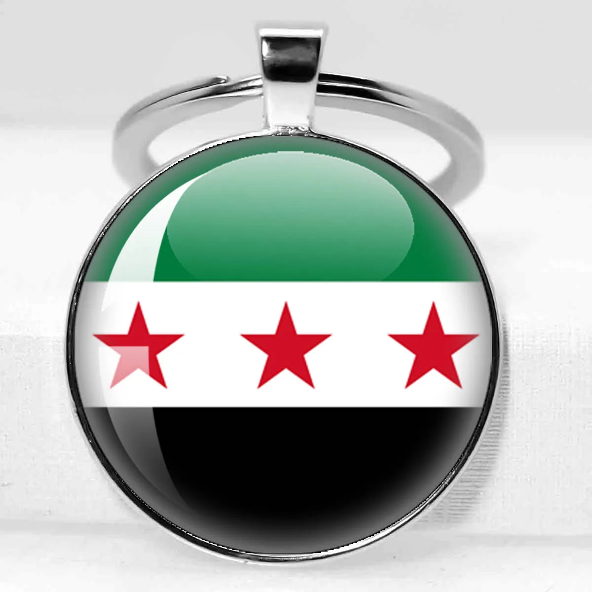 SKY FLAG Syria Flag National Keychain Glass Cabochon Heart-Shape Pendant Keychain For Women Men Charm Fashion Jewelry Gift