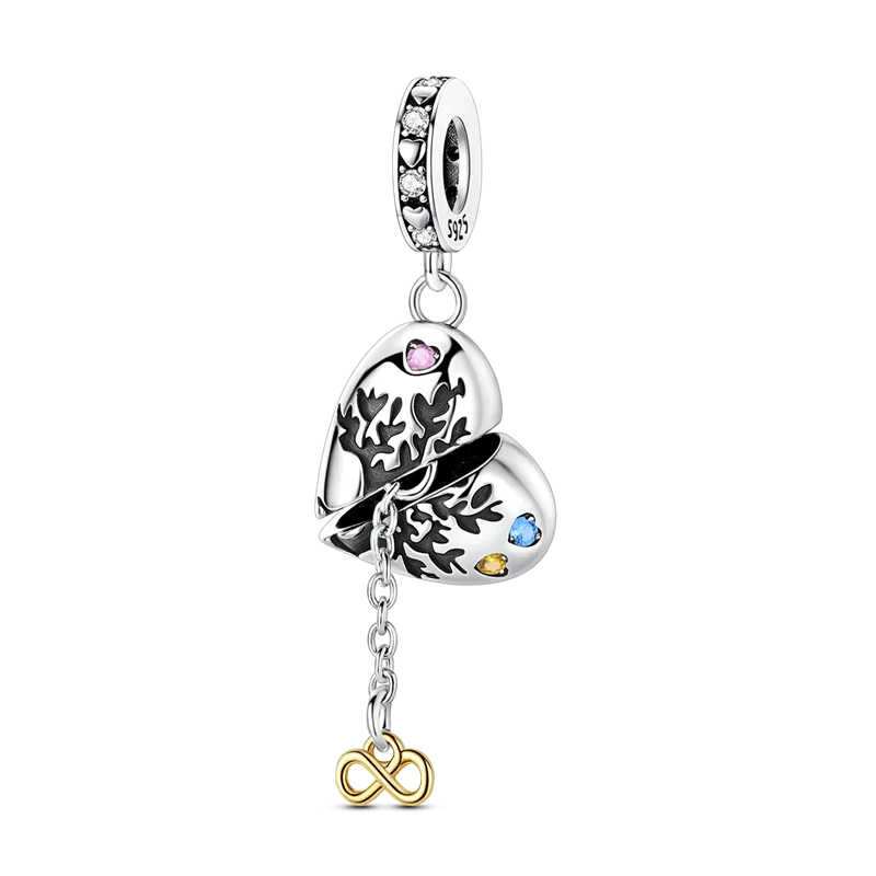 Original Charms Bead 925 Sterling Silver Inlaid Zirconium Bowknot Love Heart Balloon Pendants Fit Bracelet DIY Jewelry Marking