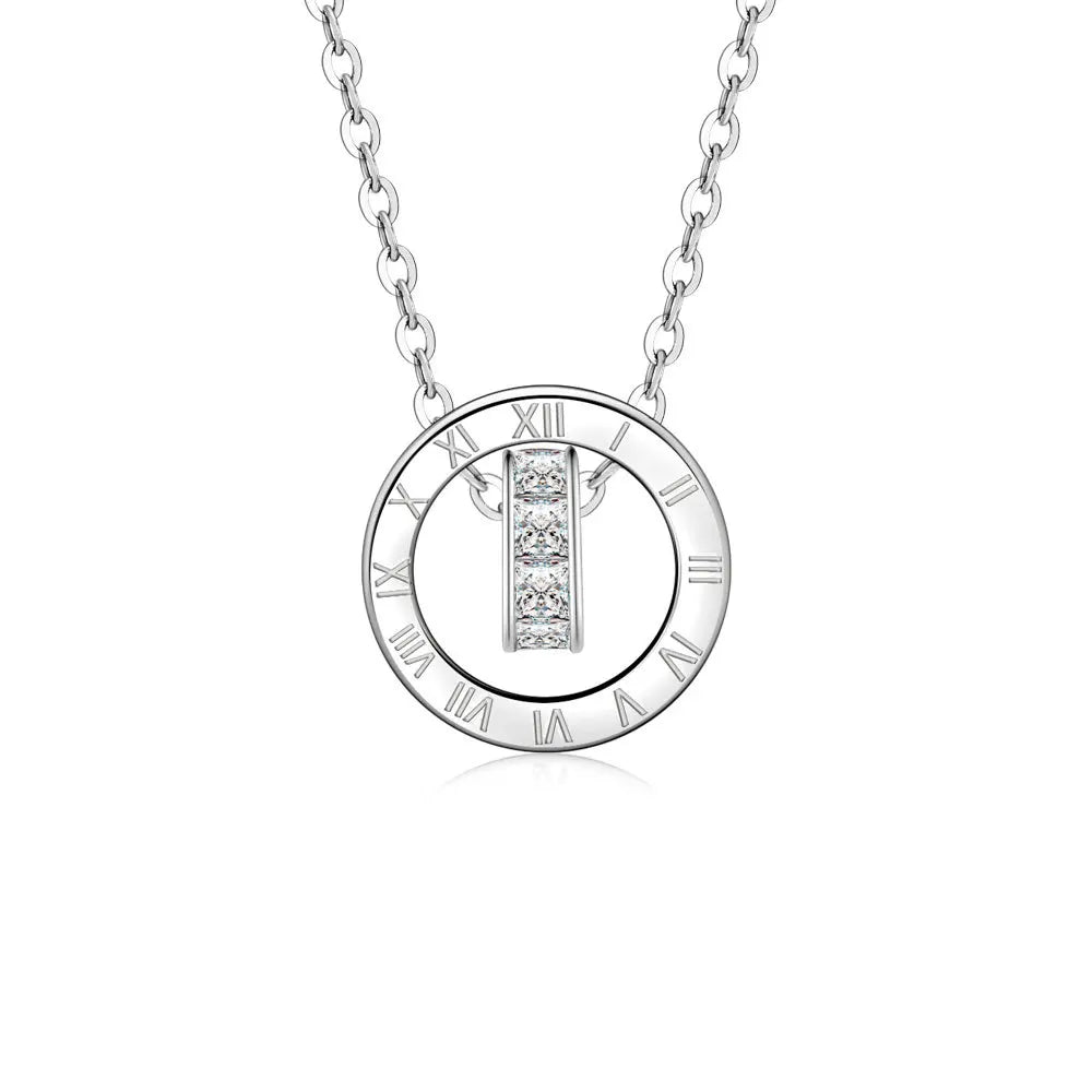 New 925 Sterling Silver Necklace For Women Round Pendent Sparkling Pave CZ Necklace Fashion Anniversary Birthday Jewelry Gifts