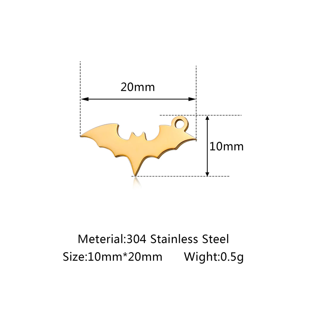 5pcs/Lot Stainless Steel Charms Animal Bat Decorations Halloween Party Supplies For Diy Making Necklace Bracelet Pendant Jewelry