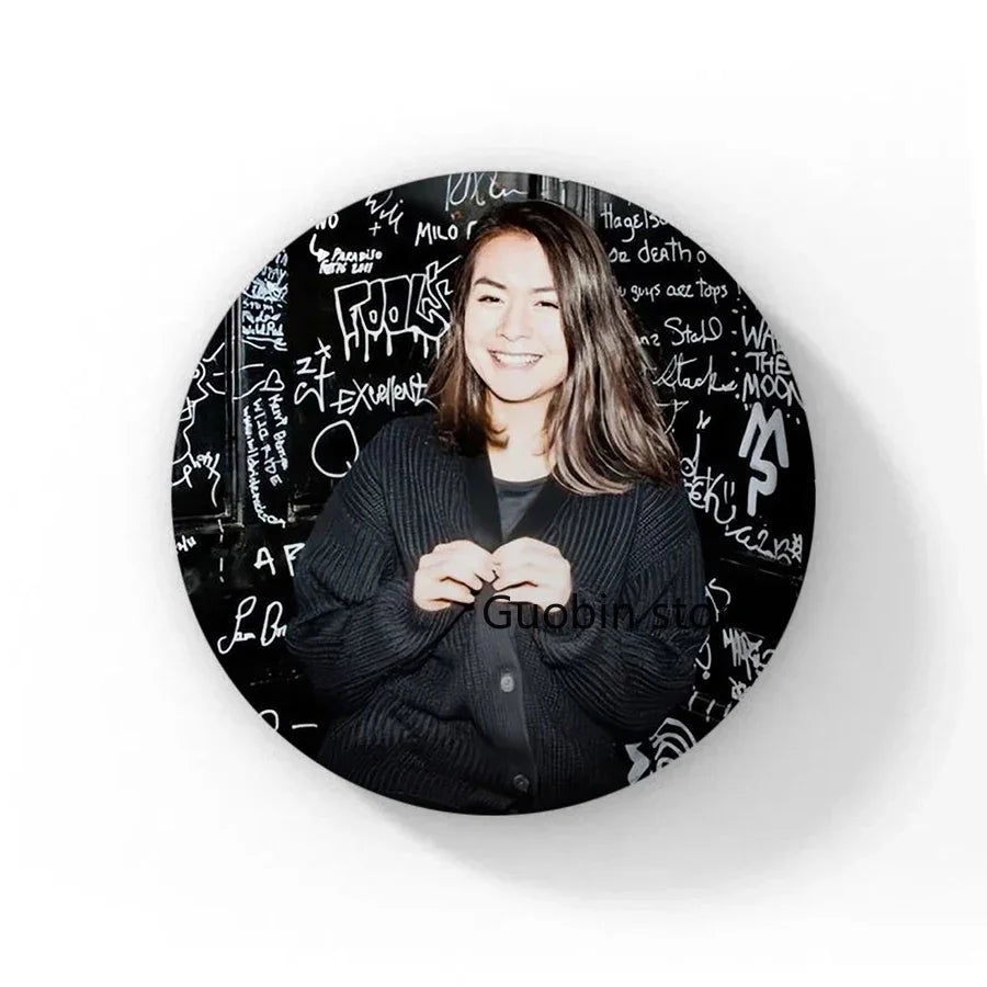 58mm Singer Mitski Enamel Pins Black and White Handmade Brooch Cartoon Cosplay Badge on Backpack Jewelry Accessories Gifts