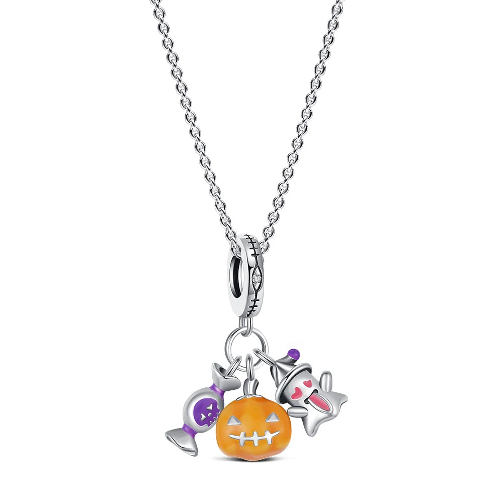 925 Sterling Silver Halloween Charm Ghost Pumpkin Charms Jewelry Making For Women Men DIY Bracelet Halloween Party Jewelry Gift