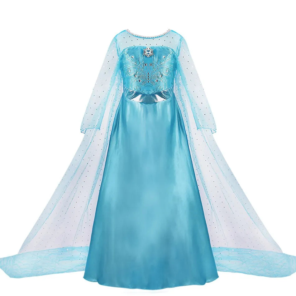 Girl Princess Cinderella Dress Elsa Anna Mermaid Jasmine Belle Snow White Costume Girls Birthday Party Halloween Dress 2-10 Year