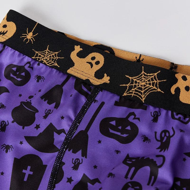 Funny Halloween Print Youth Boxer Panty Breathable Antibacterial Bag Mens Underwear Elastic Seamless Male Boxer Shorts Boyshorts