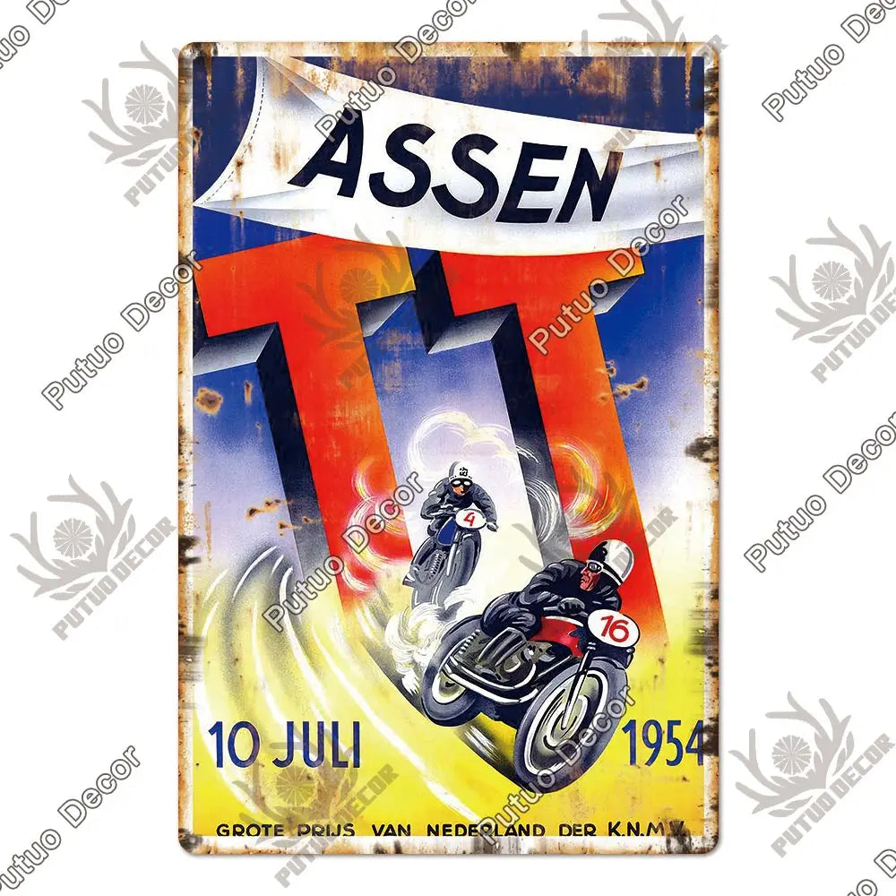 Putuo Decor Vintage Racing Track Tin Sign Isle of Man TT Metal Poster Plaque Garage Plate Bar Club Man Cave Home Wall Decoration