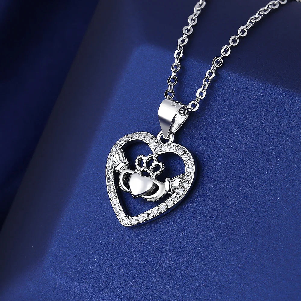 925 Sterling Silver Necklace For Women Round Pendent Sparkling Pave CZ Necklace Fashion Anniversary Birthday Jewelry Gifts N325