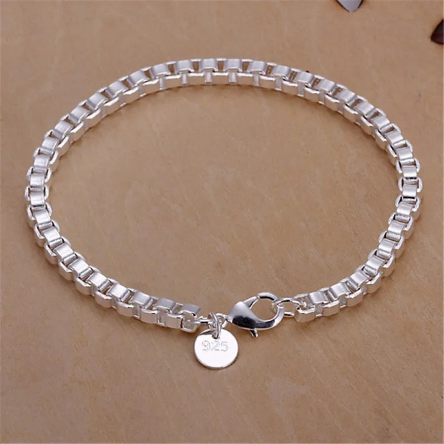 925 Sterling Silver Chain Exquisite Twisted Bracelet Fashion Charm Chain Women Men Solid Wedding Cute Simple Models Jewelry