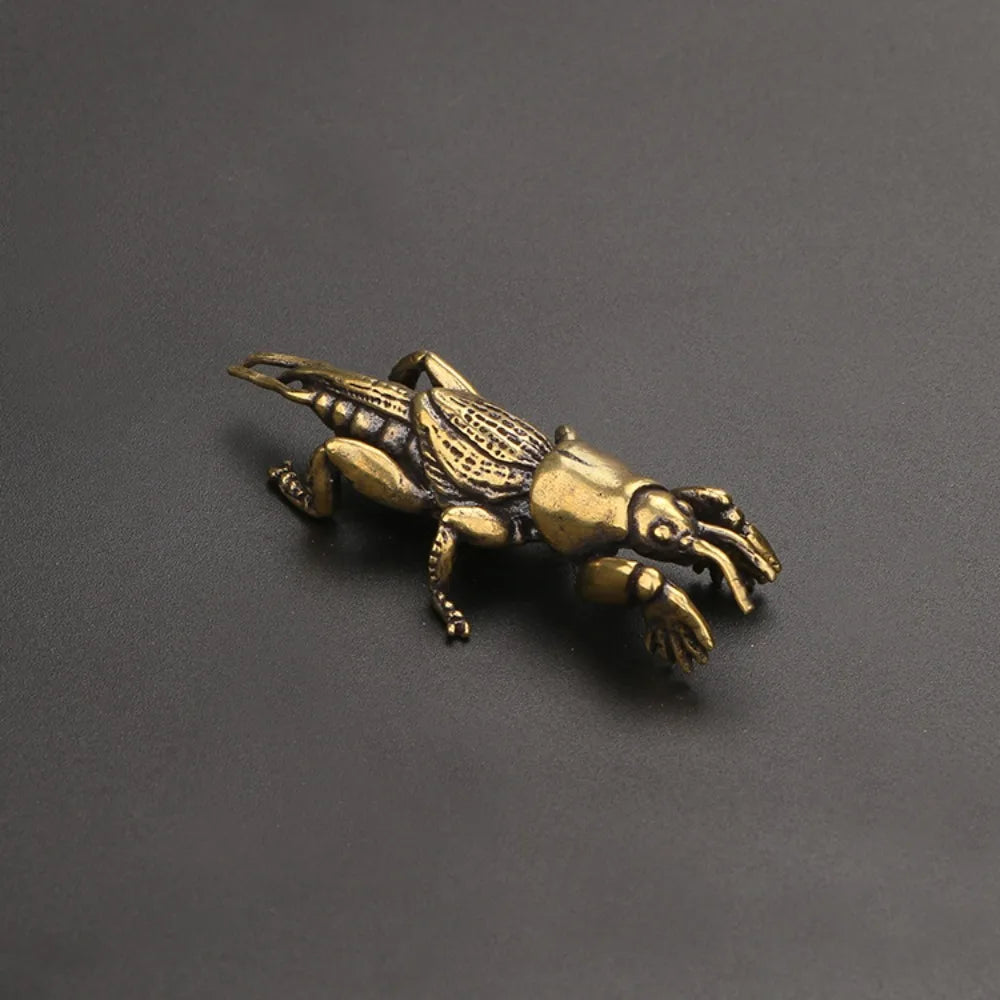 Brass Insect Figurines Miniatures Tea Pet Ornament Pure Copper Field Cricket Statue Desktop Decoration Collection Crafts Decor