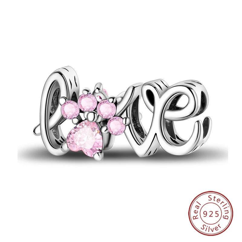 Real 925 Sterling Silver Pink Series Heart Charms Beads Fit Qikaola 925 Original Bracelets DIY Mother's Day Jewelry Gift For Mom